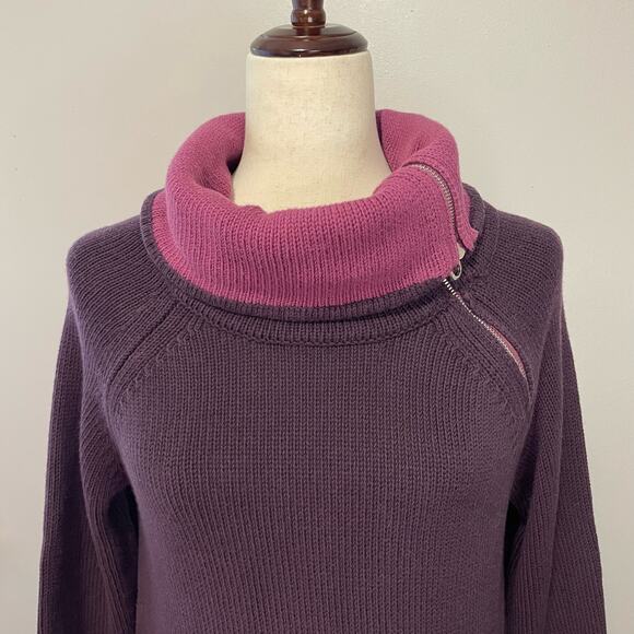 Soft Surroundings Sweater Dress Pockets Funnel Turtleneck Thick Knit Purple Sz S - Picture 8 of 14